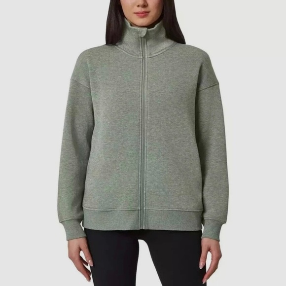 Mondetta Women's Heathered Full-Zip Fleece Jacket Heather Green Sz L Quick Ship - Picture 1 of 5
